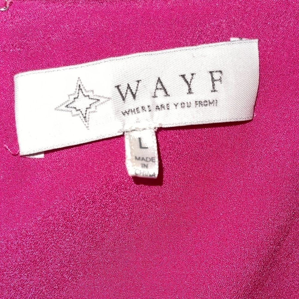 WAYF x Anthropologie Pink Daisy Puff Sleeve Midi Dress L | Spring Wedding Guest - Picture 12 of 13